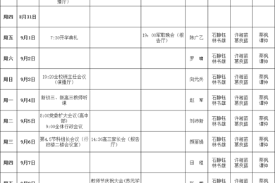 2023学年上学期高中部第1-2周周程